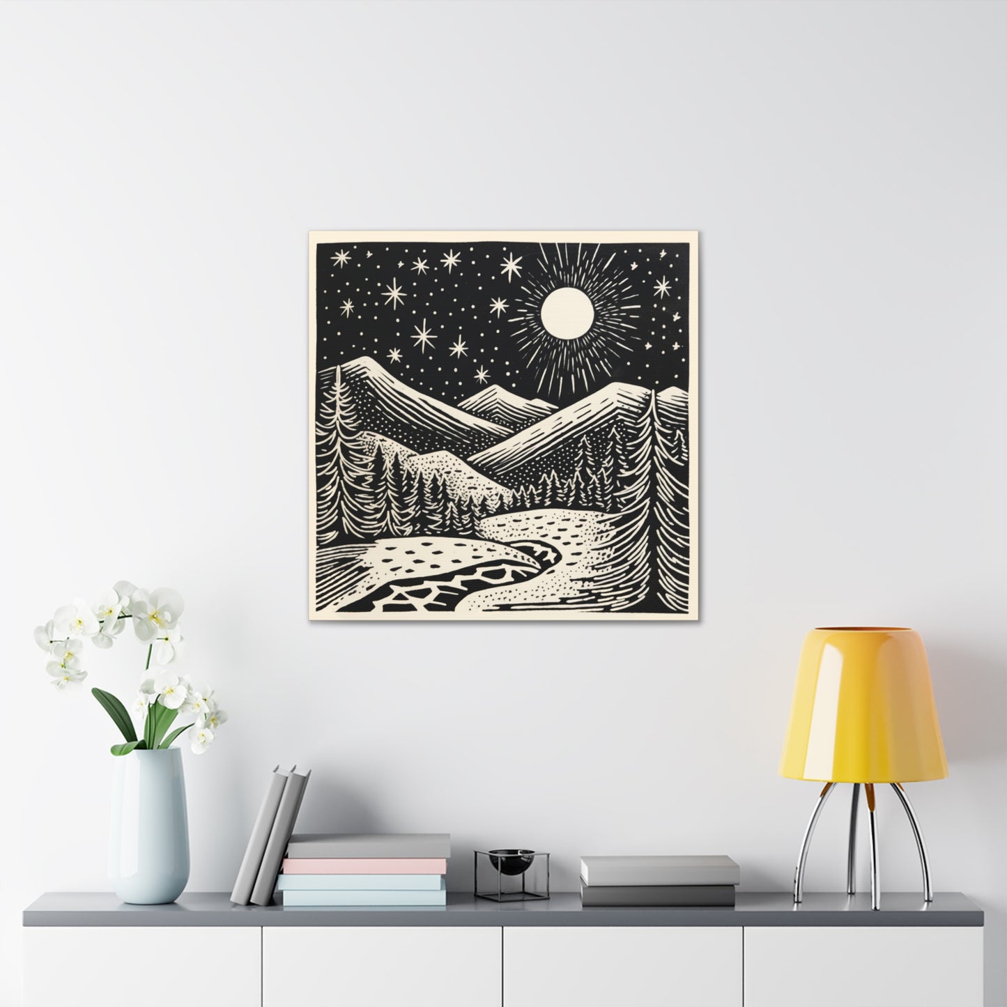 Full Moon Woodsy Night - Canvas Gallery Wrap
