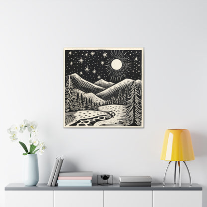 Full Moon Woodsy Night - Canvas Gallery Wrap