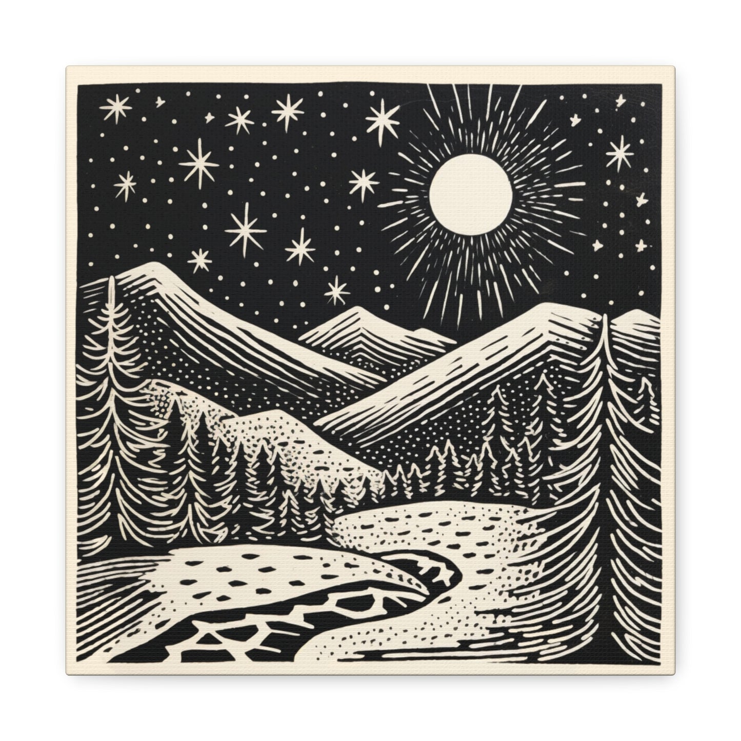 Full Moon Woodsy Night - Canvas Gallery Wrap