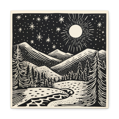 Full Moon Woodsy Night - Canvas Gallery Wrap