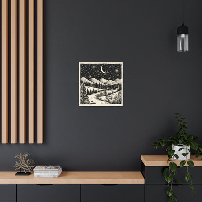 Crescent Moon Woodsy Night - Canvas Gallery Wrap