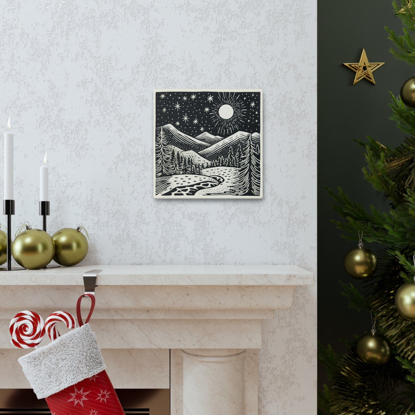 Full Moon Woodsy Night - Canvas Gallery Wrap