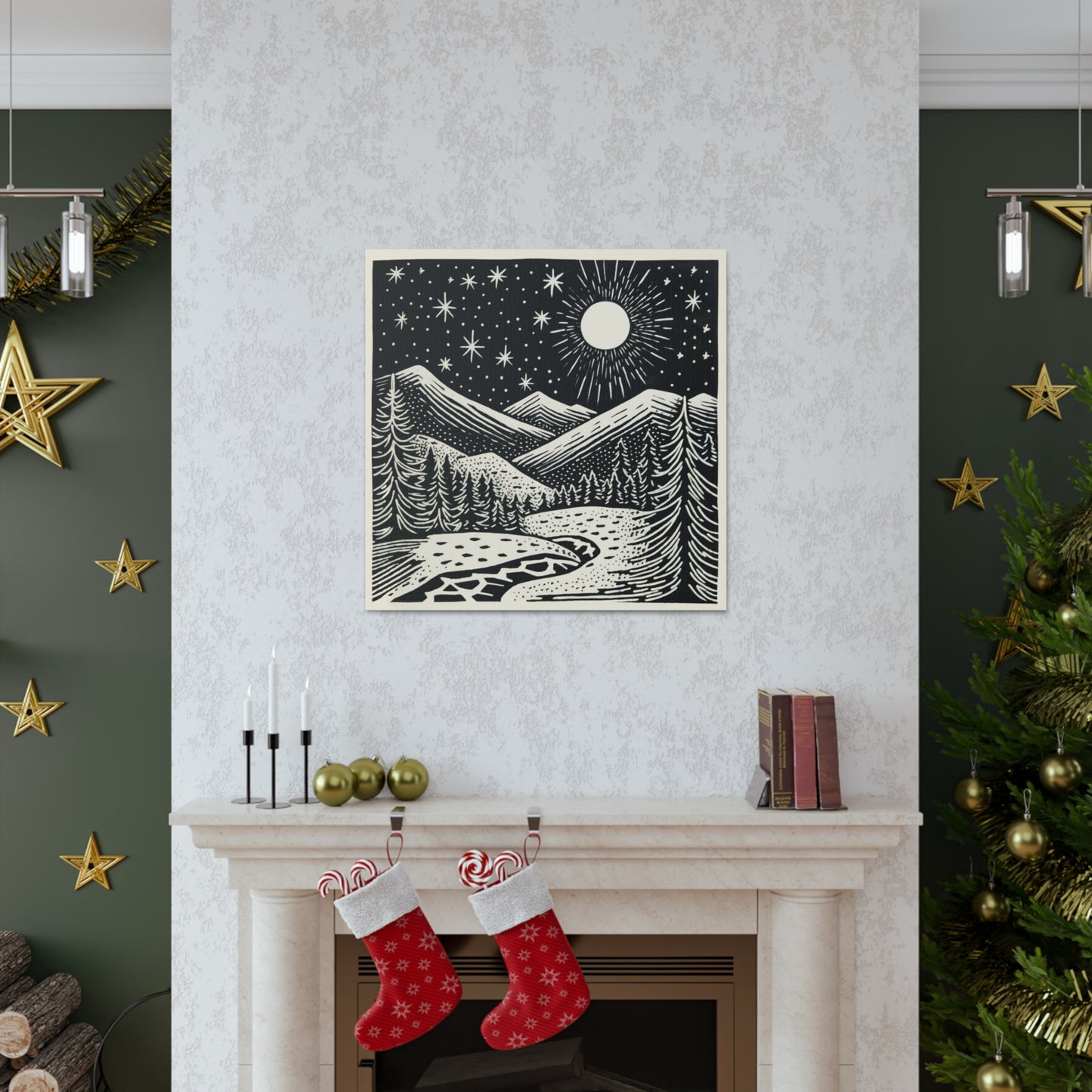 Full Moon Woodsy Night - Canvas Gallery Wrap