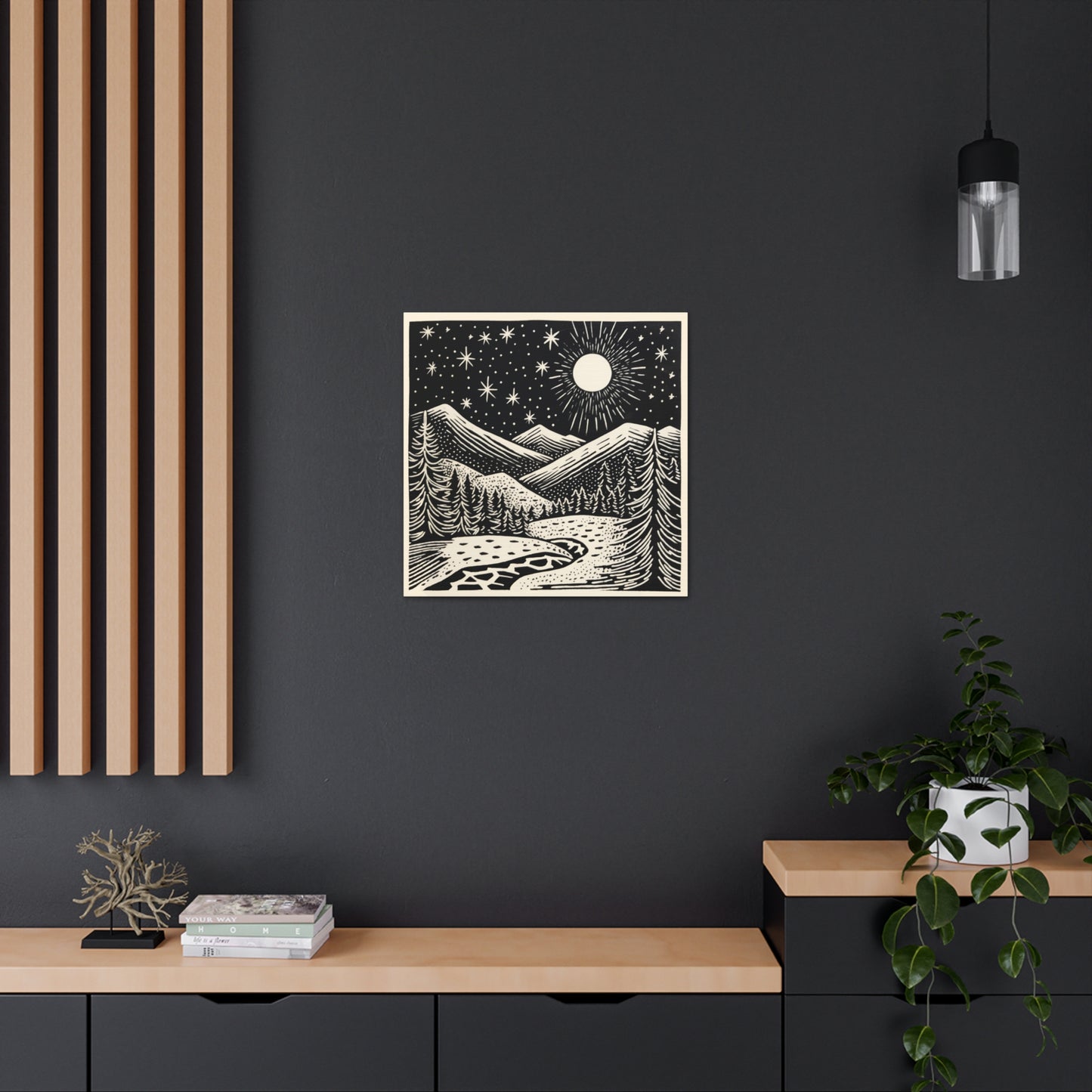 Full Moon Woodsy Night - Canvas Gallery Wrap