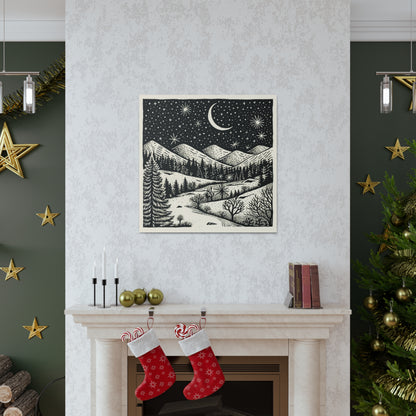 Crescent Moon Woodsy Night - Canvas Gallery Wrap