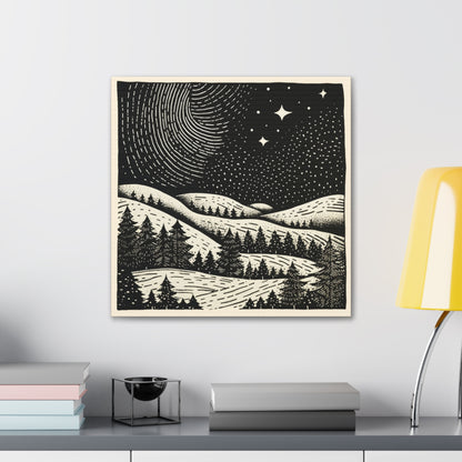 Starry Night Woodsy Night - Canvas Gallery Wrap