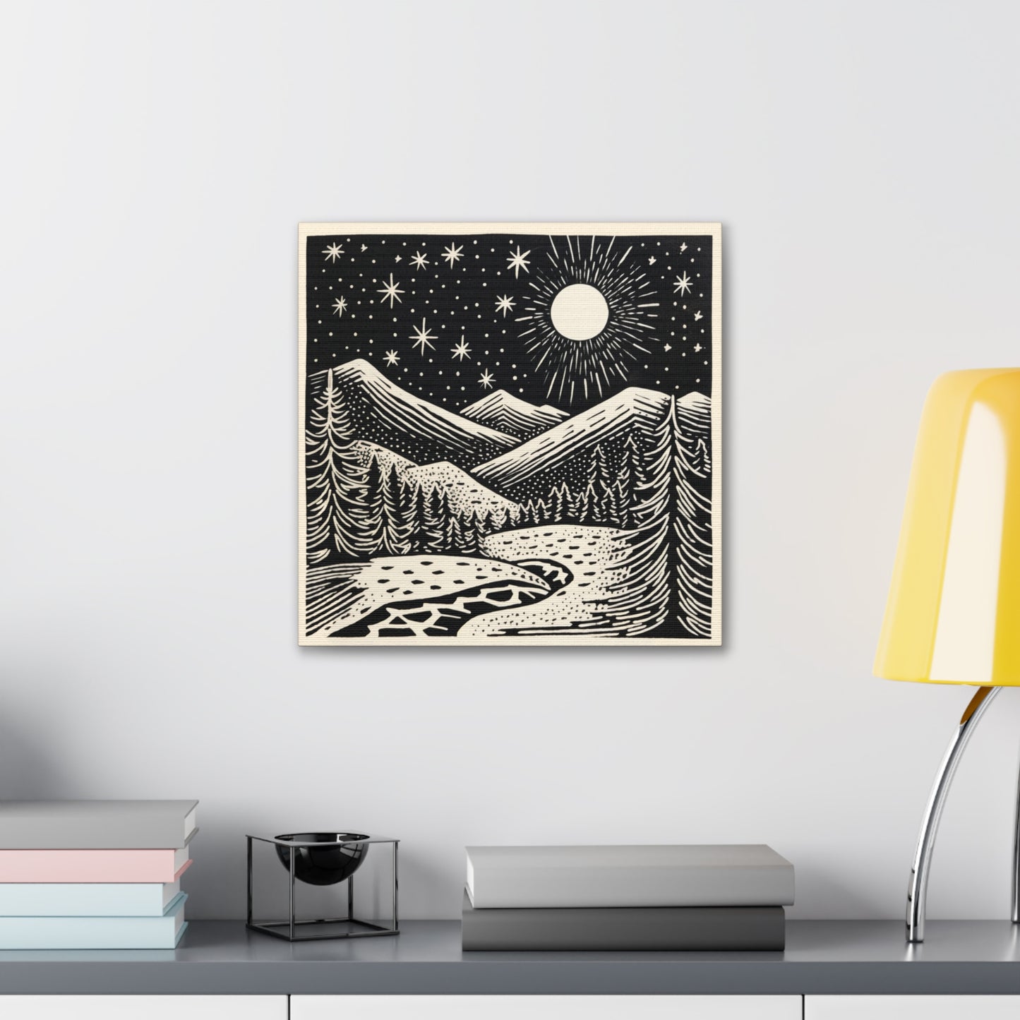 Full Moon Woodsy Night - Canvas Gallery Wrap