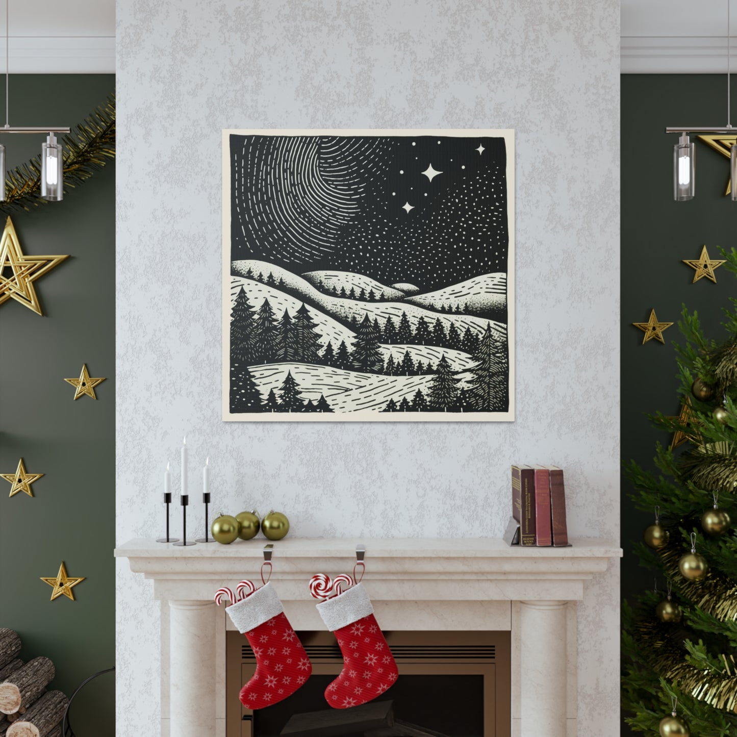 Starry Night Woodsy Night - Canvas Gallery Wrap