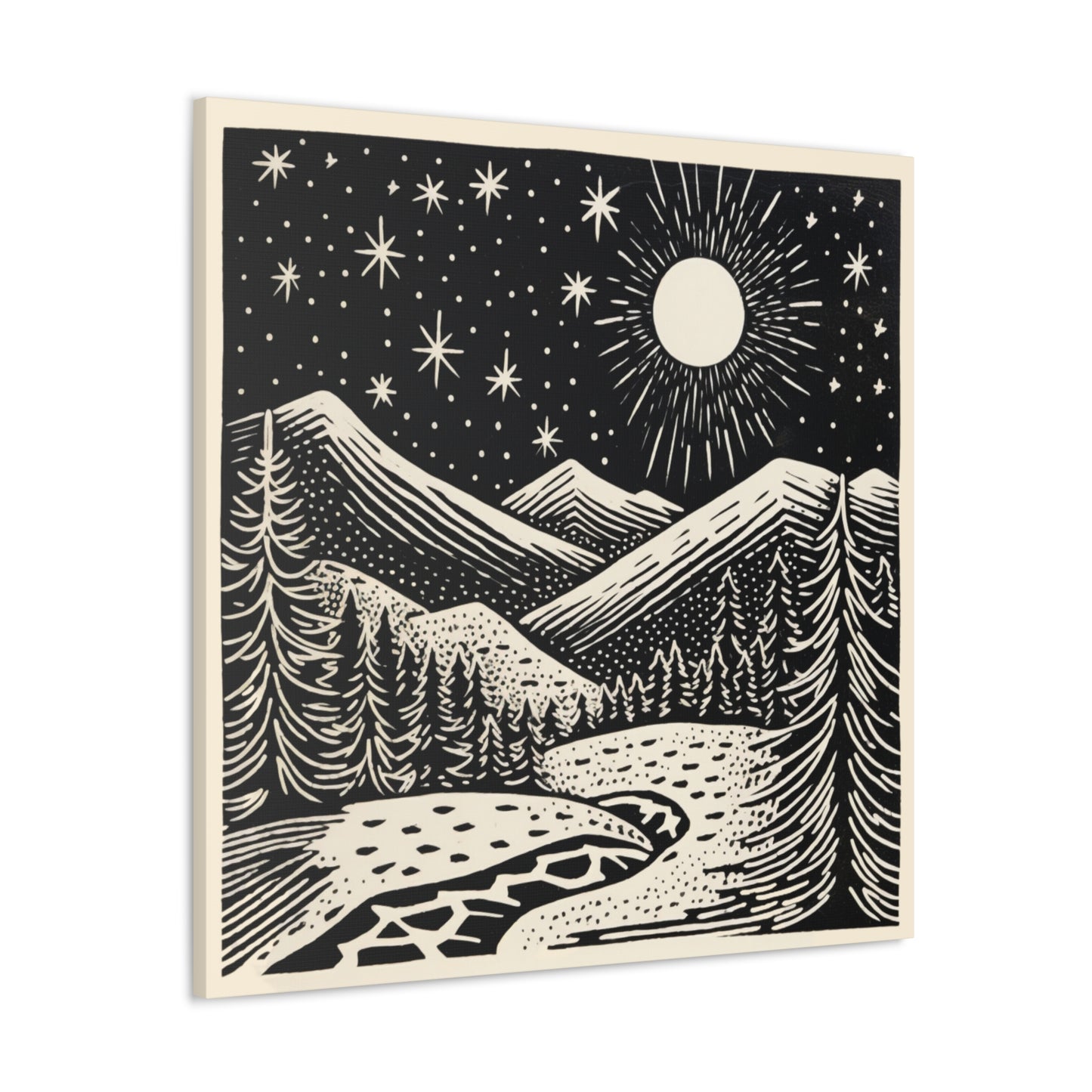 Full Moon Woodsy Night - Canvas Gallery Wrap