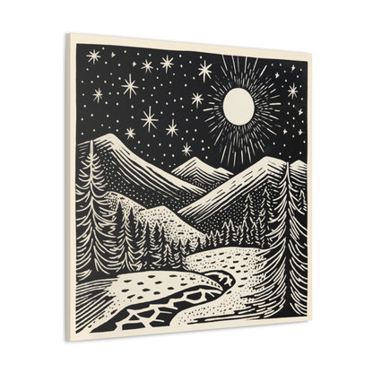 Full Moon Woodsy Night - Canvas Gallery Wrap