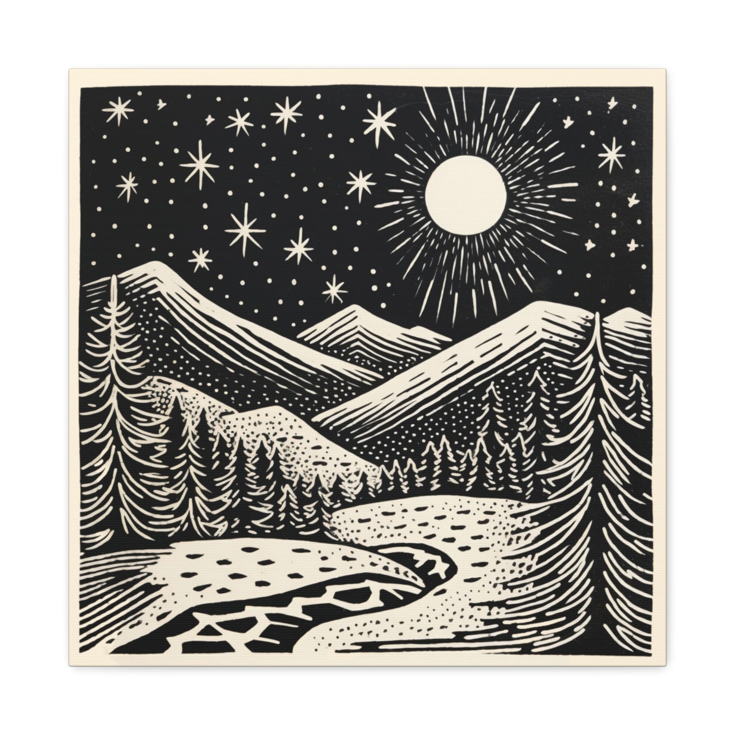 Full Moon Woodsy Night - Canvas Gallery Wrap