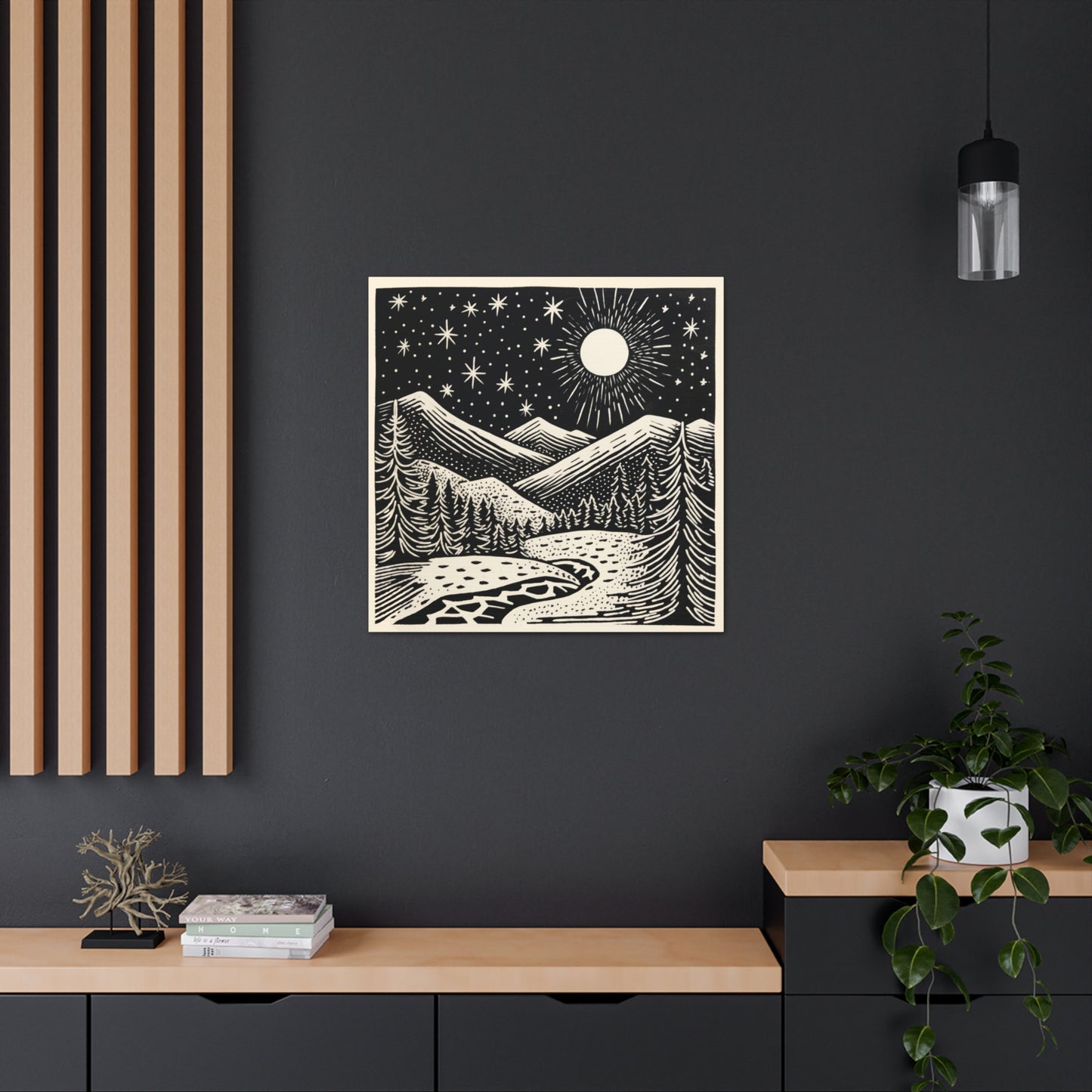 Full Moon Woodsy Night - Canvas Gallery Wrap