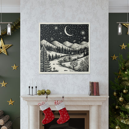 Crescent Moon Woodsy Night - Canvas Gallery Wrap