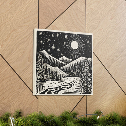 Full Moon Woodsy Night - Canvas Gallery Wrap